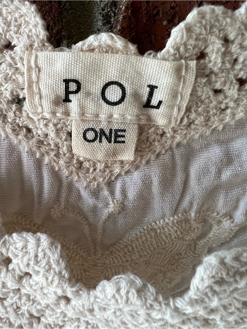 P.O.L. Crochet Trim Floral Embroidered Tank - Cream size One - Picture 2 of 2